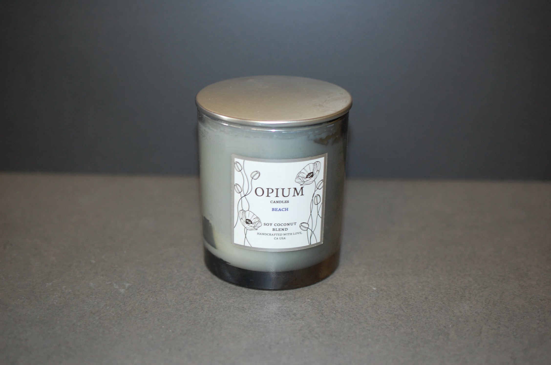 Sleek Metallic Glass Candle with Modern Metal Lid
