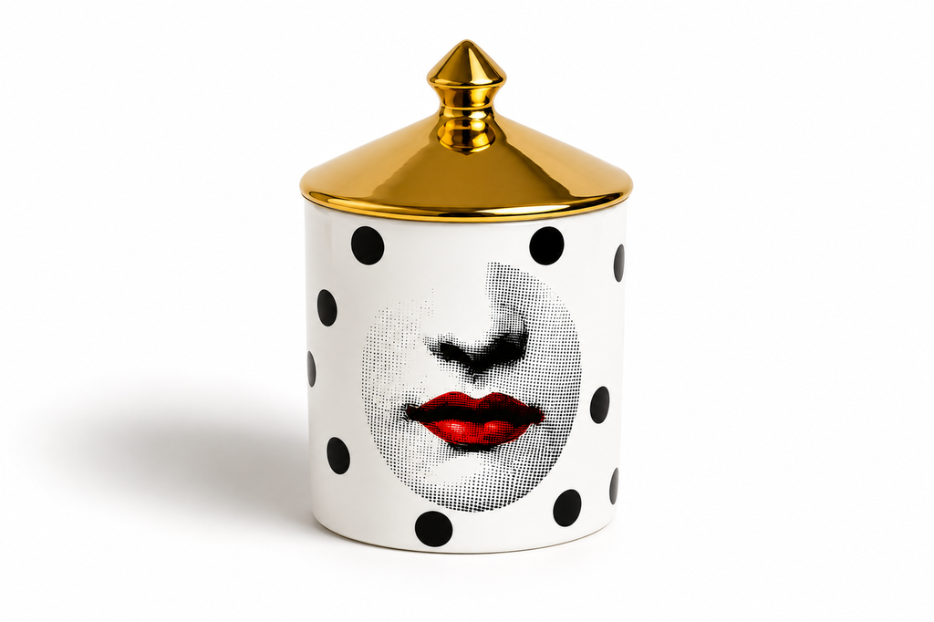 Opium Chic Polka Dot Candle in Designer Ceramic Vessel