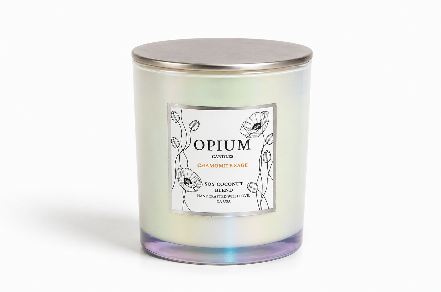 Sleek Metallic Glass Candle with Modern Metal Lid