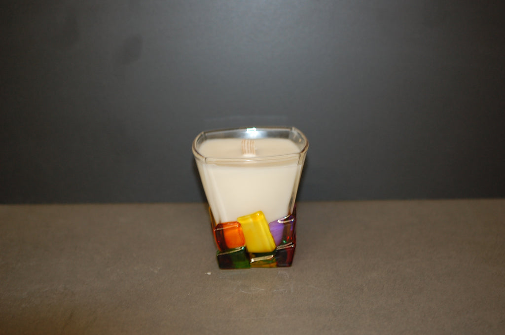 Scented Candle, Colorful Textured Glass Cup
