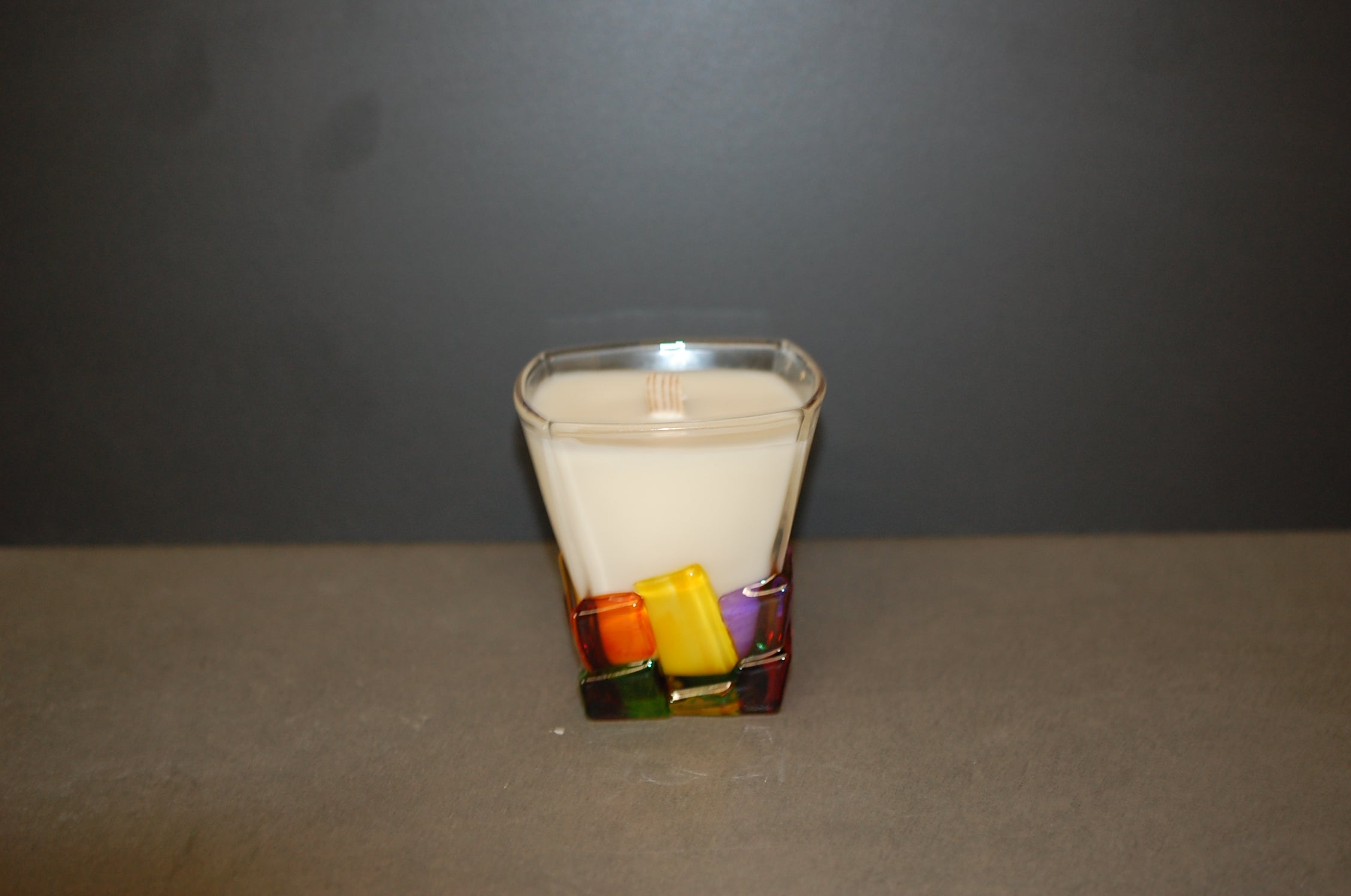 Scented Candle, Colorful Textured Glass Cup