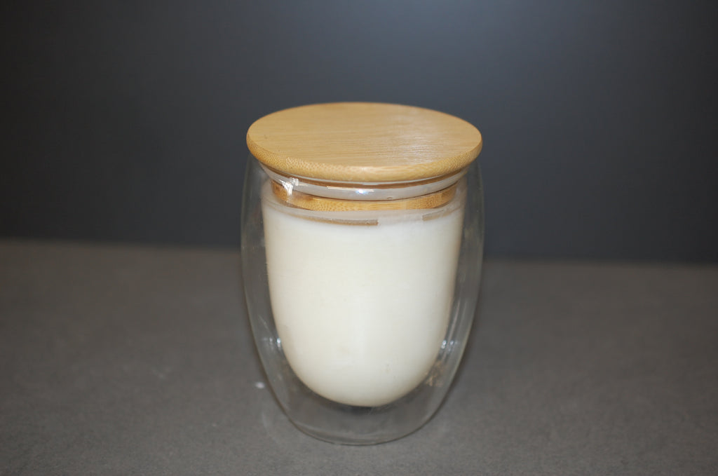 Scented Candle, Double-Wall Glass Cup with Bamboo Lid