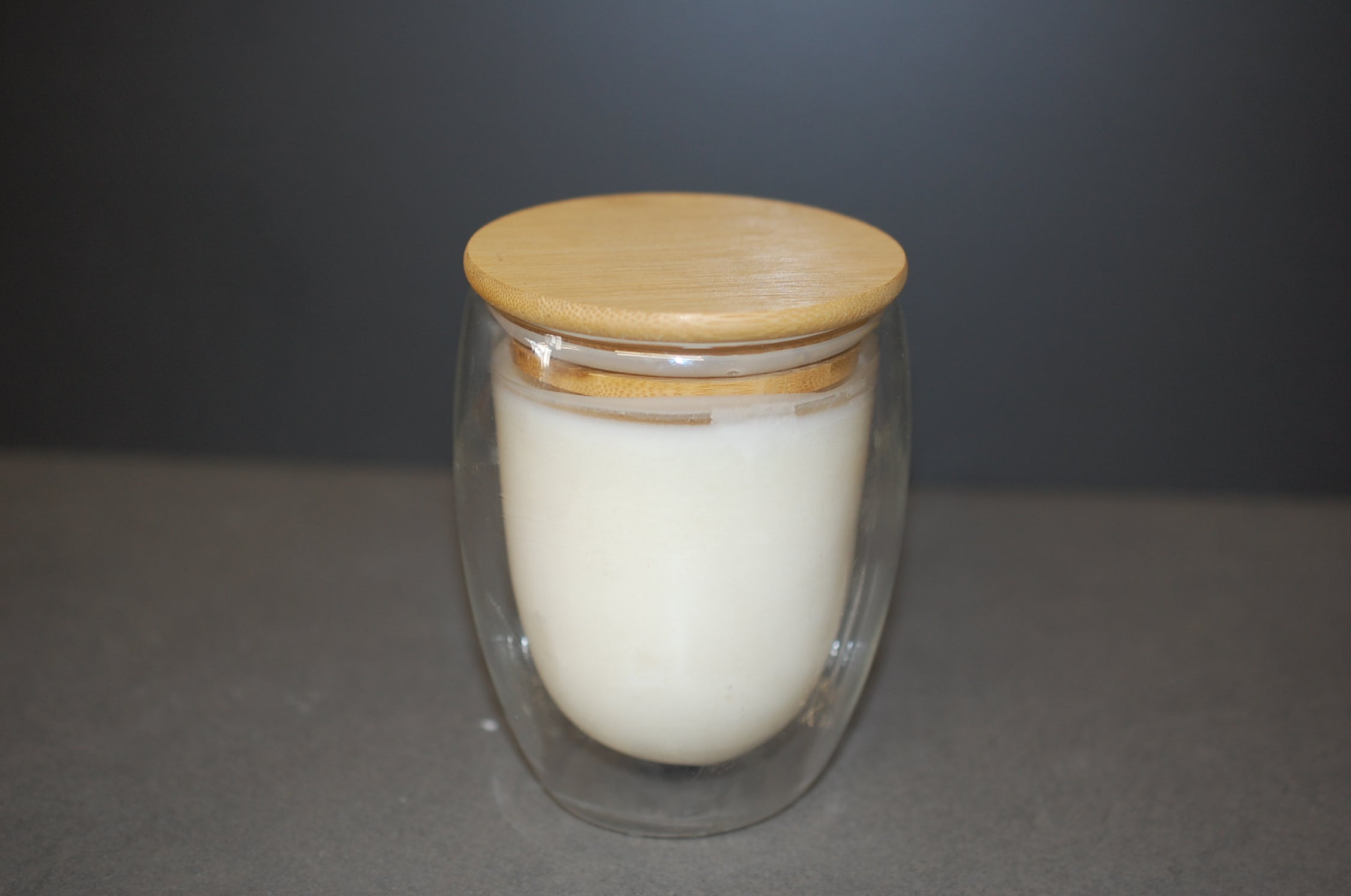 Scented Candle, Double-Wall Glass Cup with Bamboo Lid