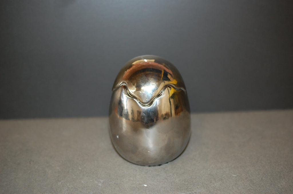 Cracked Egg Candle Cup, Reflective Silver Finish