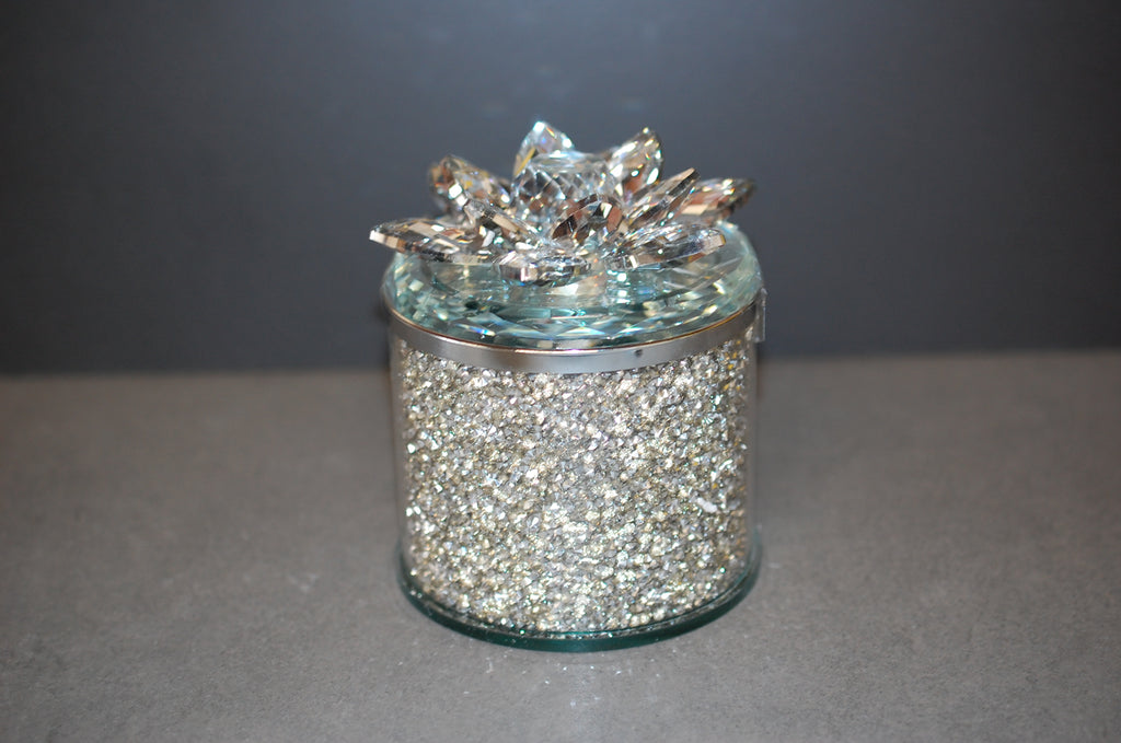 Crystal Encrusted Glass Candle, Jeweled Lid, Elegant Decor