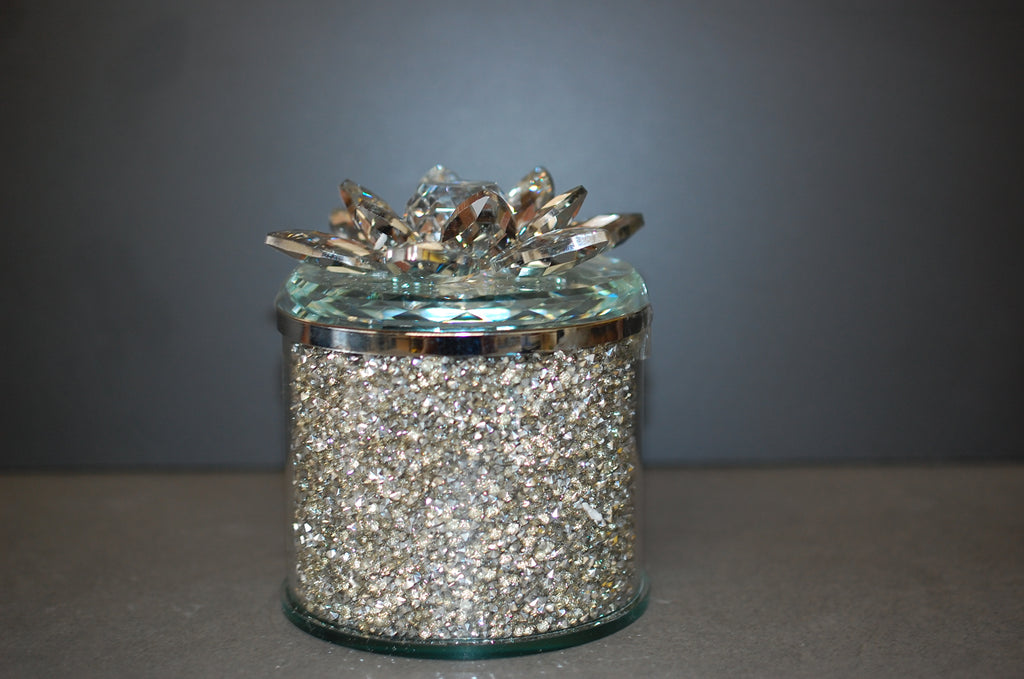 Crystal Encrusted Glass Candle, Jeweled Lid, Elegant Decor
