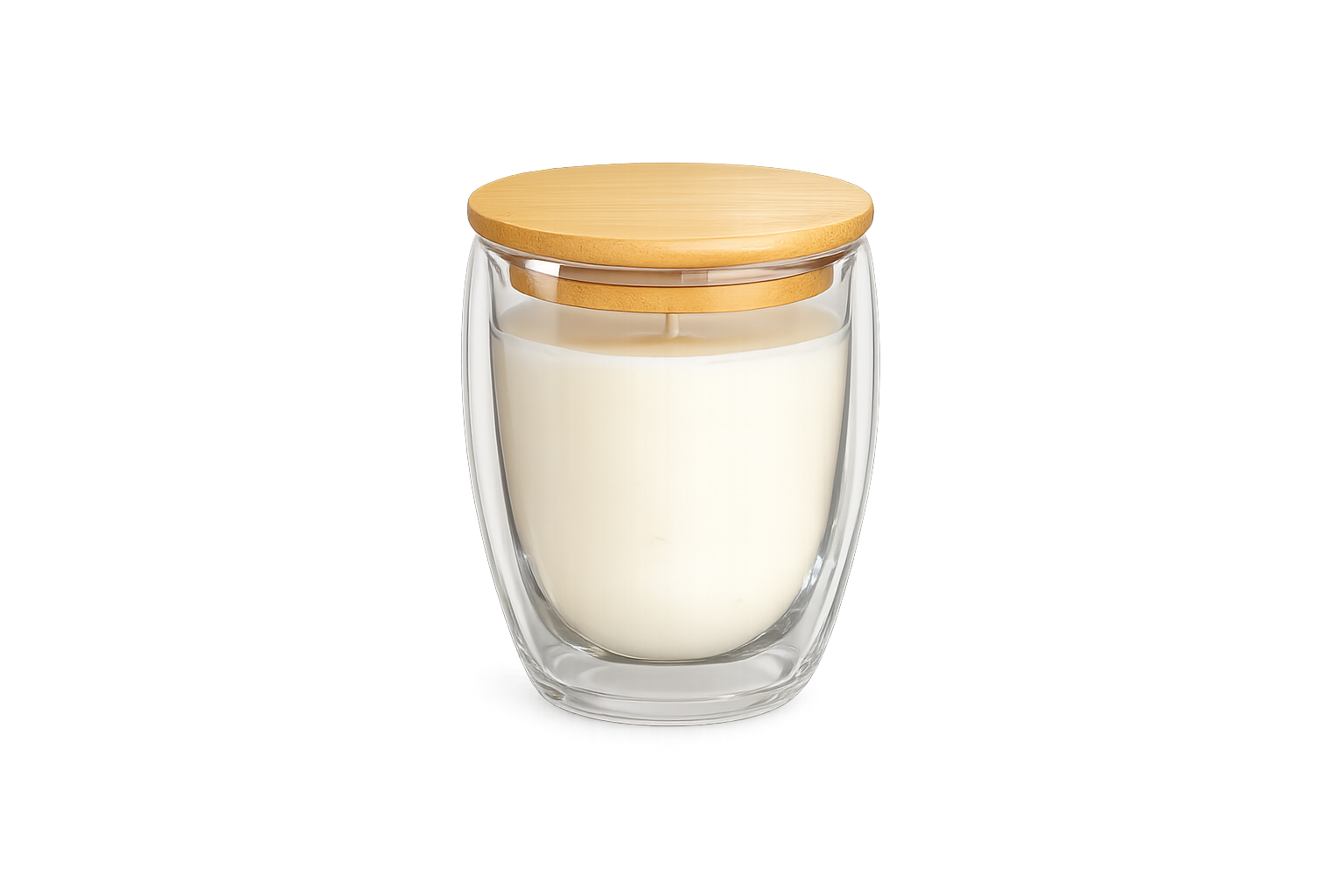 Scented Candle, Double-Wall Glass Cup with Bamboo Lid