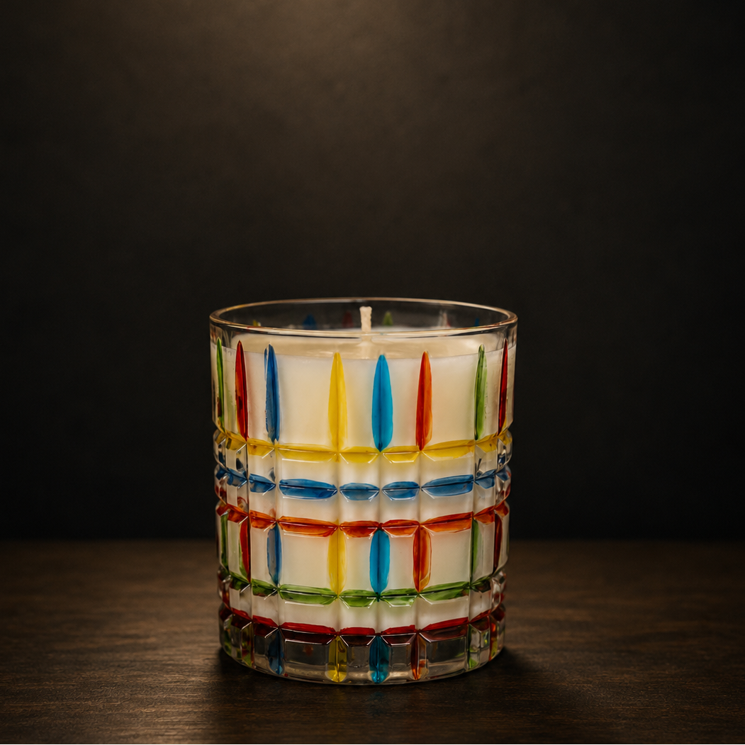 Color Mosaic Glass Candle – Handcrafted Soy Coconut Blend