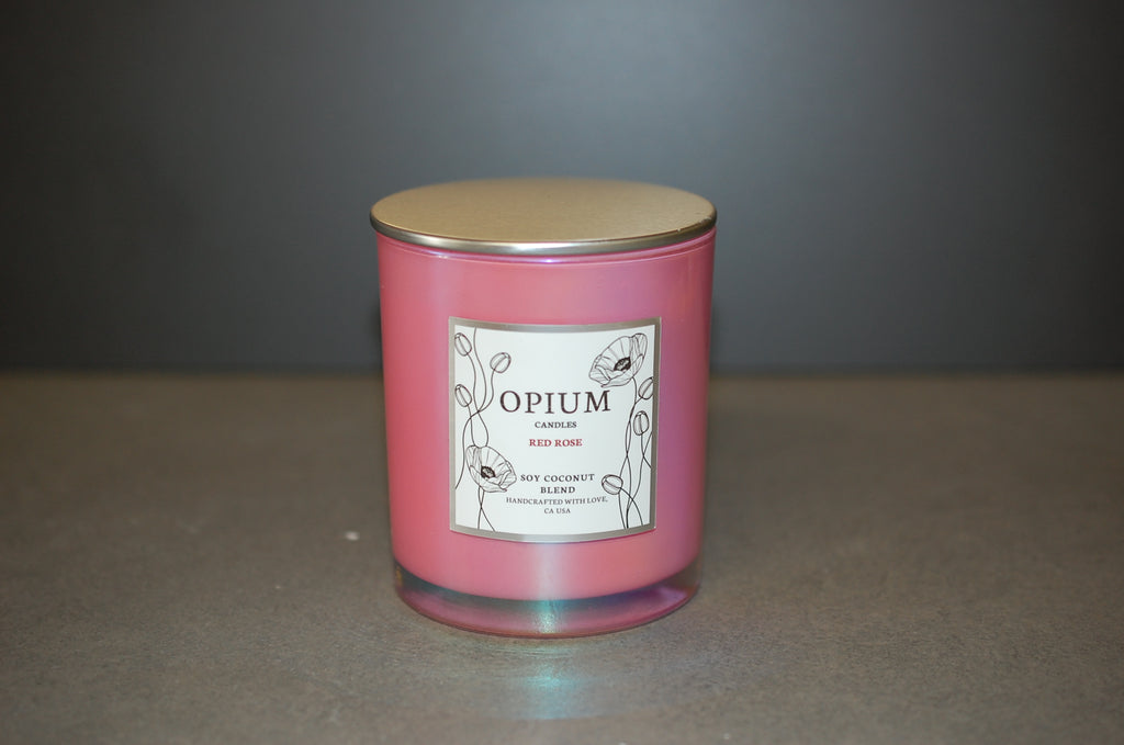Opium Luxury Soy Coconut Candle in Blush Pink Glass
