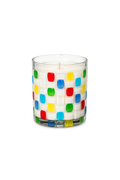 Scented Candle Cup, Textured Glass with Colorful Square Accents